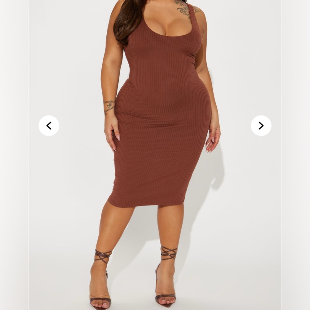 Marissa Double Lined Midi Dress - Brown